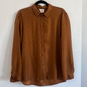 100% silk Sezane button up blouse | rust/orange color | FR 40, US 8